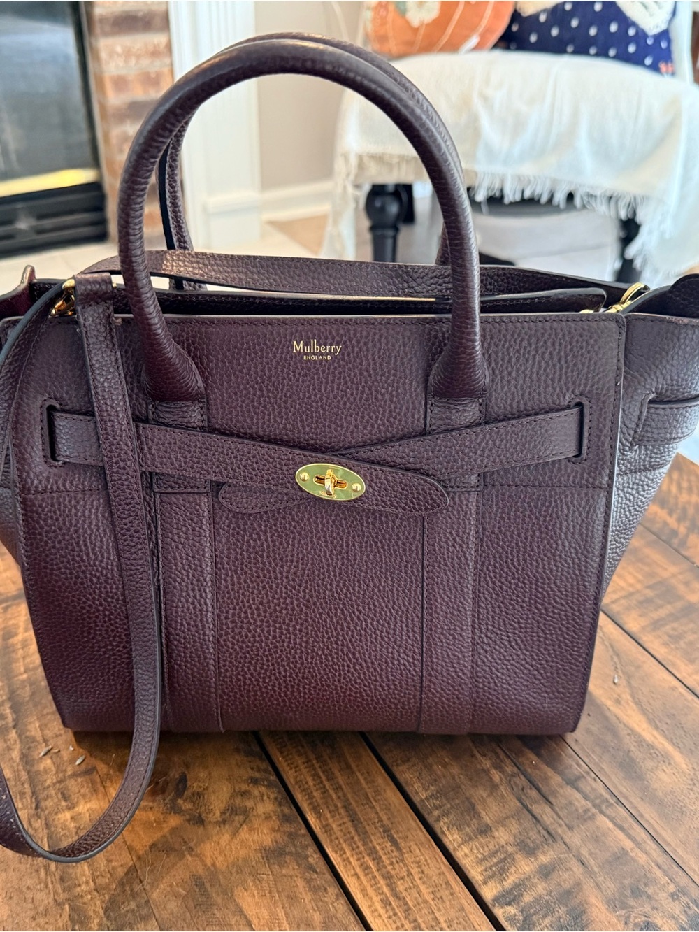 Mulberry Small Bayswater Leather Satchel in Plum - Picture 2 of 8